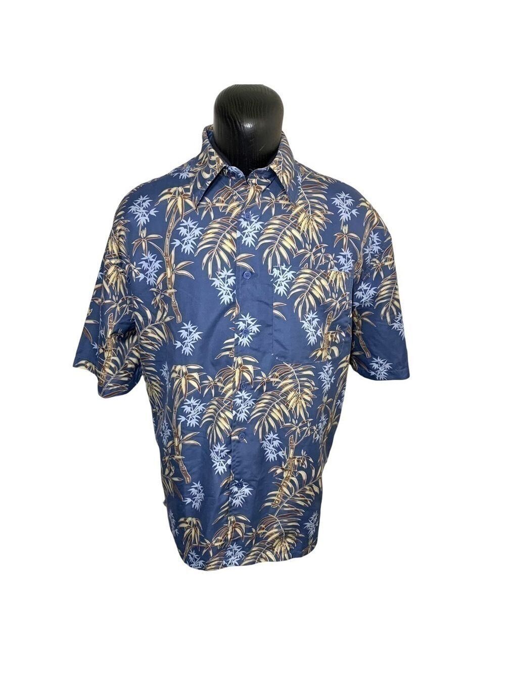 Maui Maui Hawaii Shirt Sz XL Blue Casual Button Down Short Sleeve Tropical Top